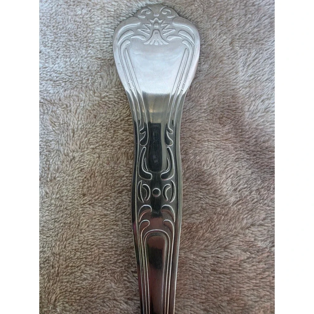 Spoonful of Comfort Stainless Steel Soup Ladle Embossed Floral Handle Silver